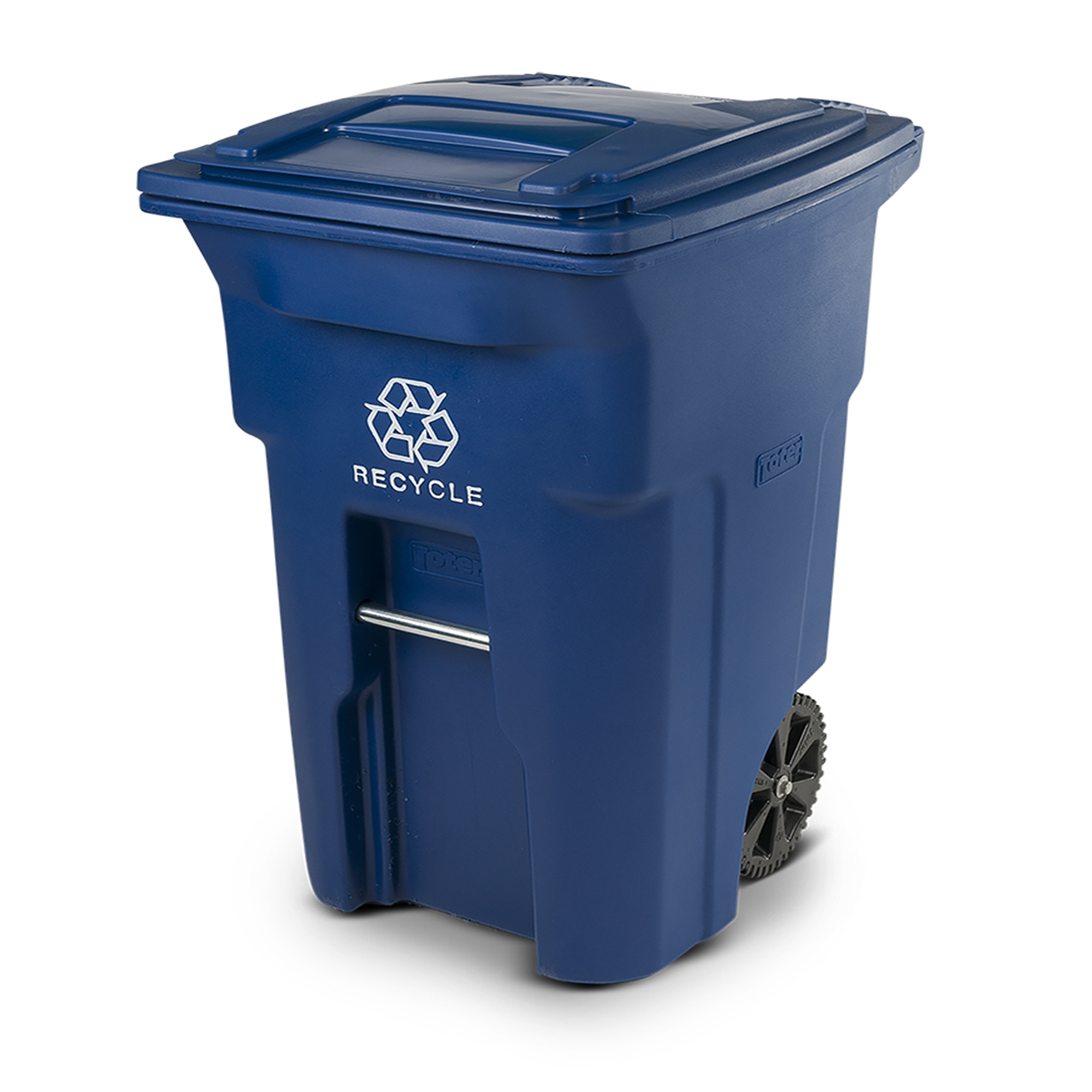 Lavex 95 Gallon Blue Wheeled Rectangular Recycle Bin with Lid